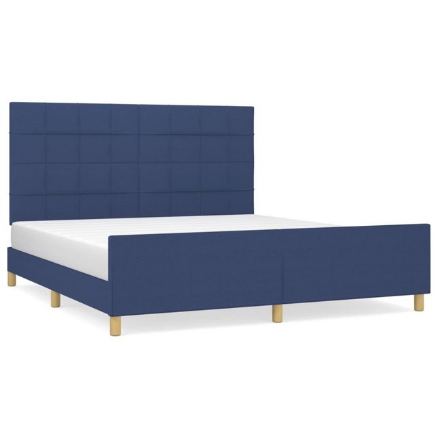 vidaXL Bett Bettgestell mit Kopfteil Blau 160x200 cm Stoff günstig online kaufen