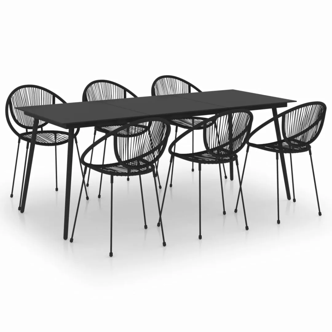 7-tlg. Garten-essgruppe Pvc Rattan Schwarz günstig online kaufen