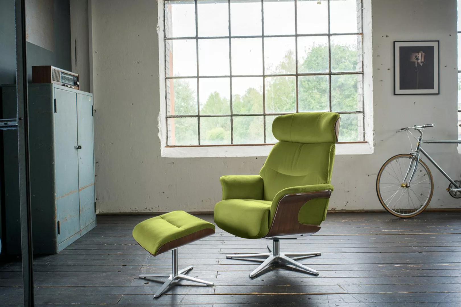 KAWOLA Relaxsessel TOSAR, Drehsessel mit Hocker günstig online kaufen
