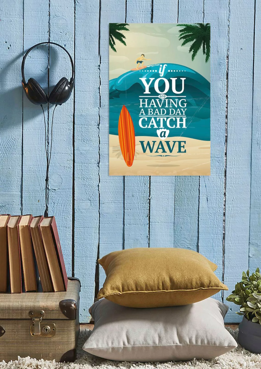 queence Metallbild "Catch a wave", (1 St.), Stahlschilder günstig online kaufen