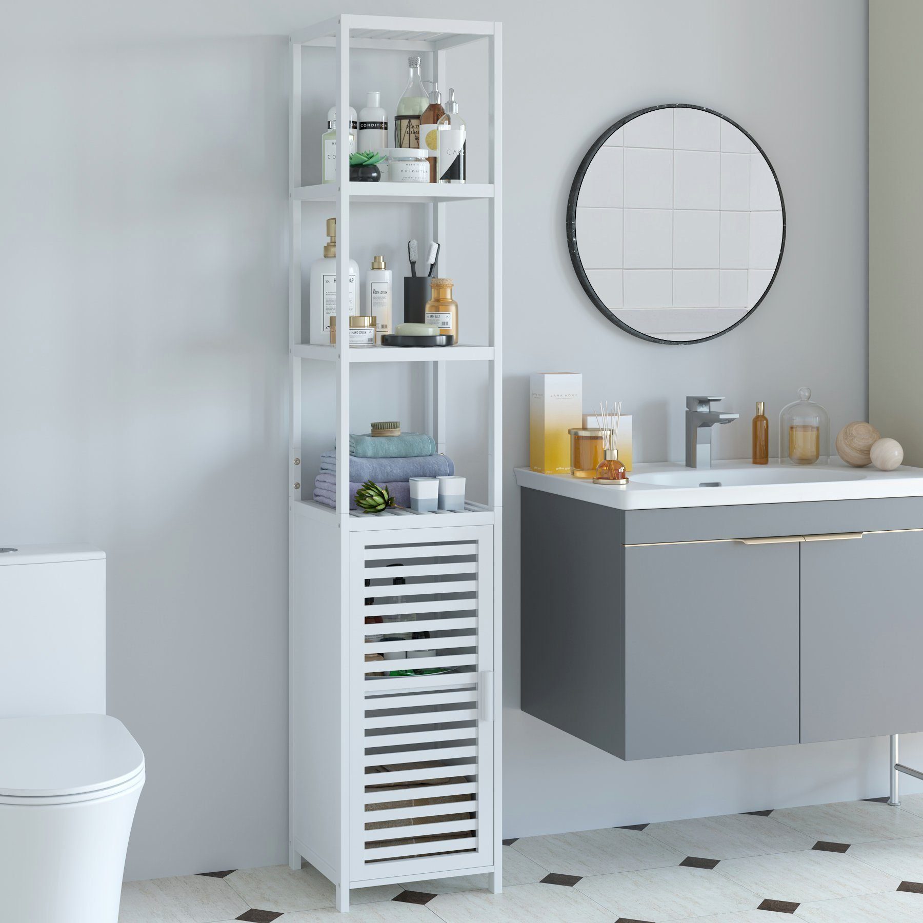 Homfa Hochschrank aus Bambus Badezimmer-Hochschrank Badregal günstig online kaufen