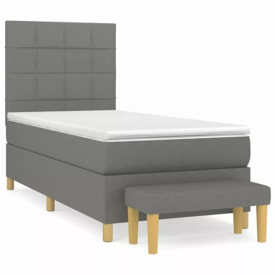 furnicato Bett Boxspringbett mit Matratze Dunkelgrau 80x200 cm Stoff günstig online kaufen