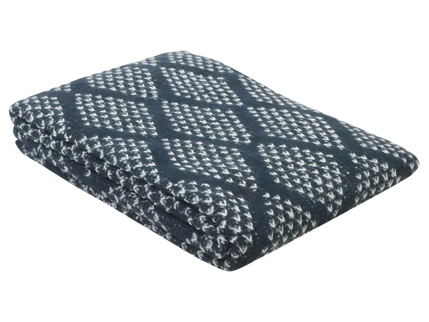 Decke - 130 x 170 cm - Wolle - Elfenbein & Blau - OYACE günstig online kaufen
