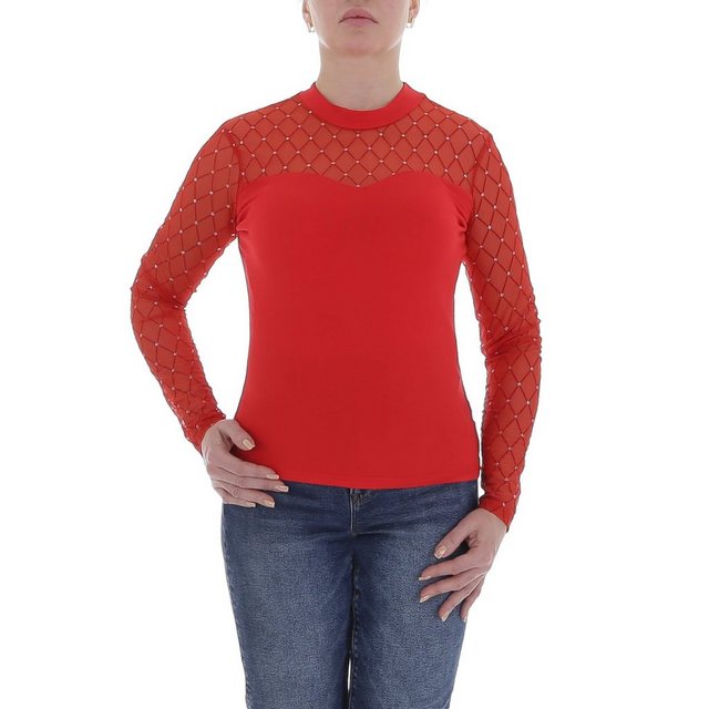 Ital-Design Langarmbluse Damen Elegant (85915908) Glitzer Transparent Top & günstig online kaufen