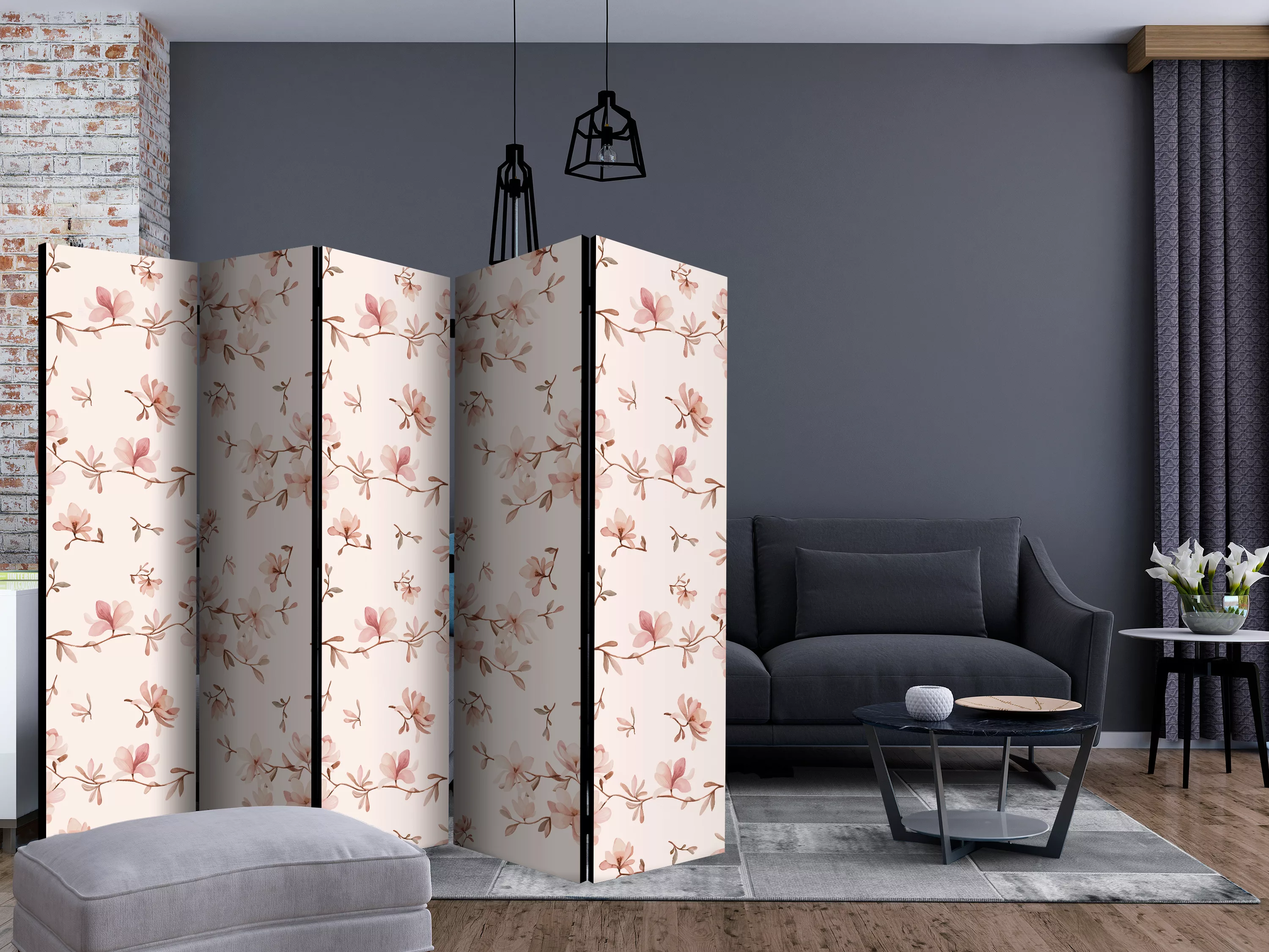 5-teiliges Paravent - Magnolia Twigs Ii [room Dividers] günstig online kaufen