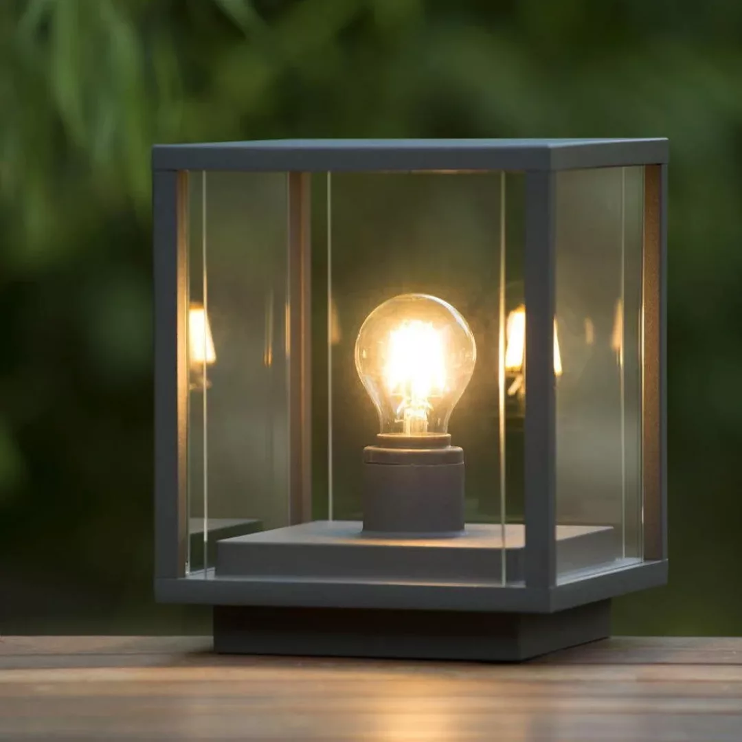 Einflammige LED Sockelleuchte mit Glasgehäuse günstig online kaufen