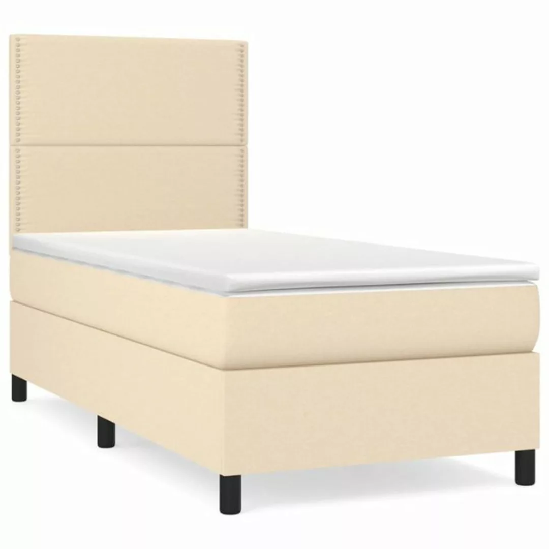 vidaXL Bettgestell Boxspringbett mit Matratze Creme 100x200 cm Stoff Bett B günstig online kaufen