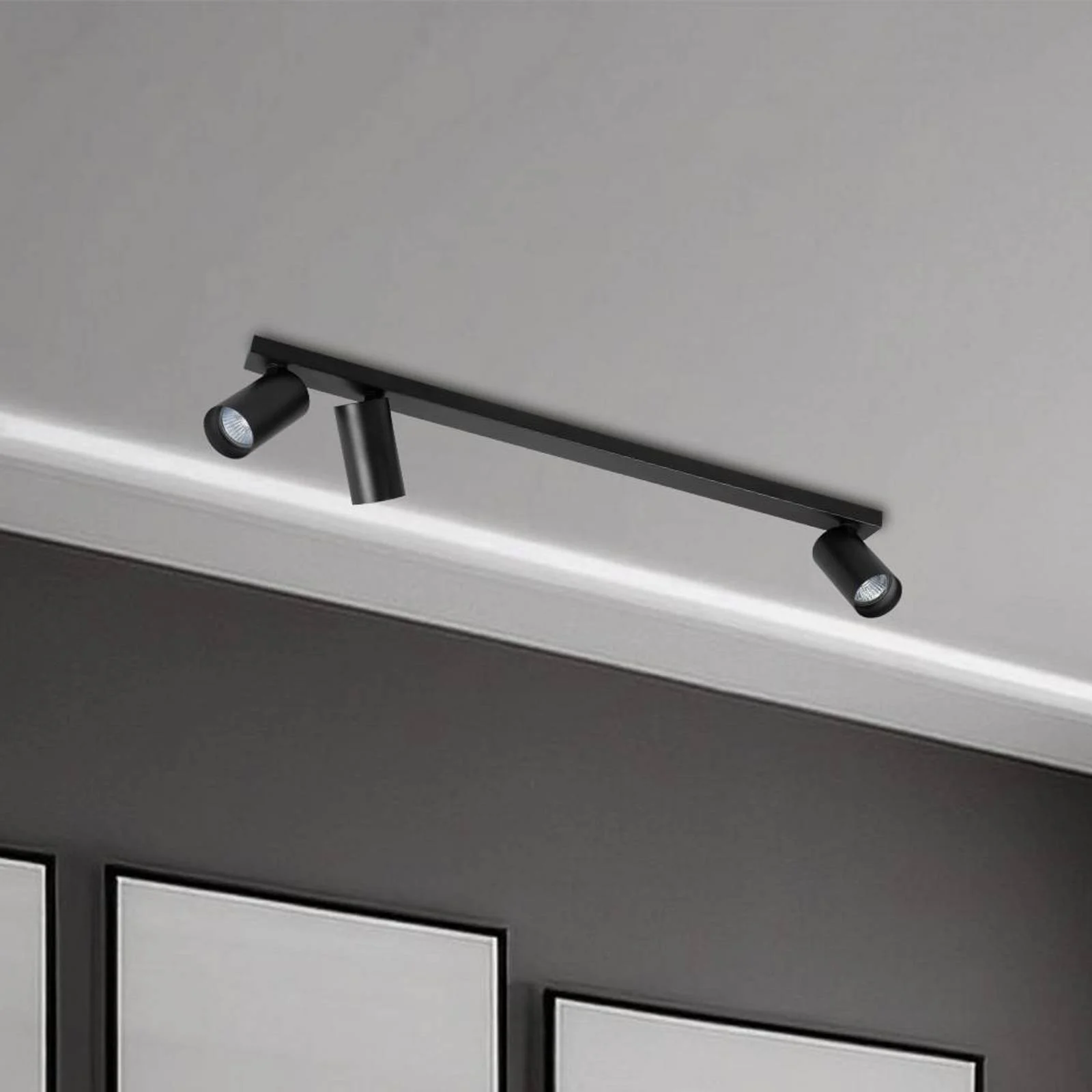 Deckenspot Hero, schwarz, 3-flammig, 70 cm, Metall, GU10 günstig online kaufen