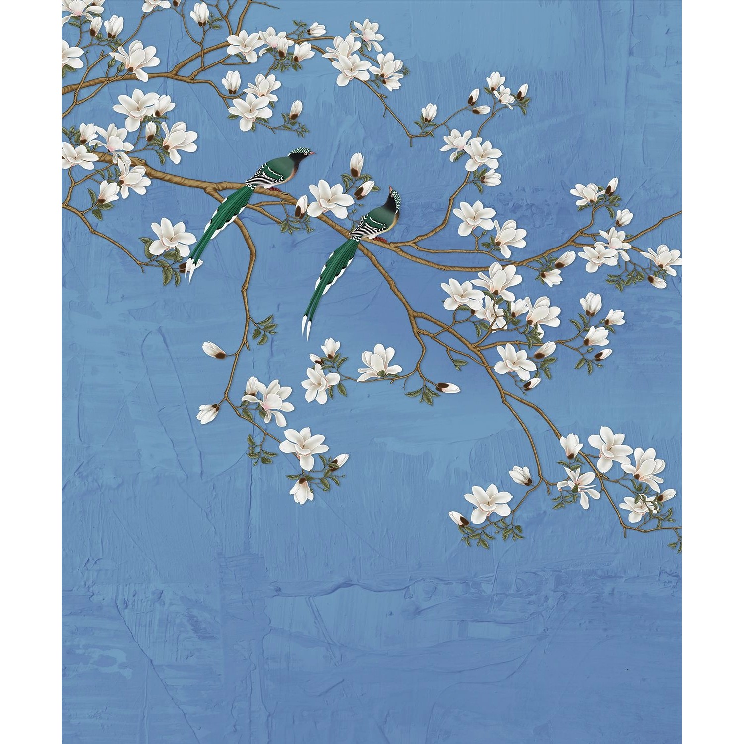 Sanders & Sanders Fototapete Blütenzweige Graublau 2,25 x 2,7 m 601196 günstig online kaufen