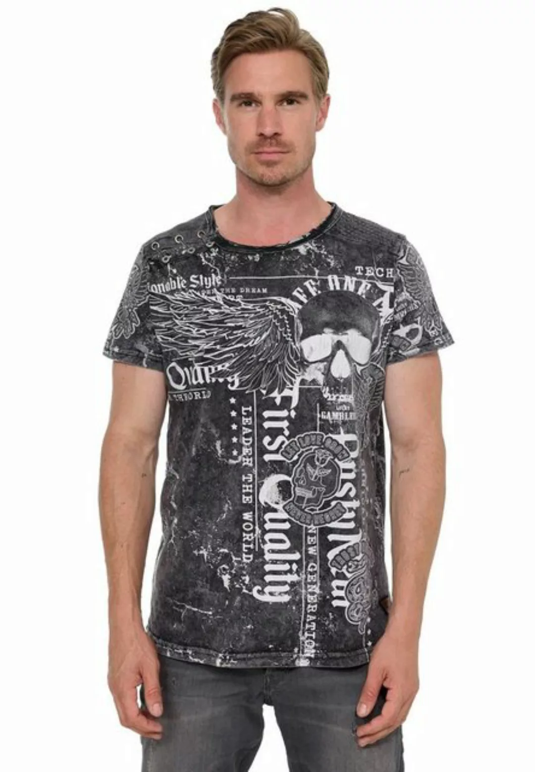 Rusty Neal T-Shirt Rusty Neal mit Allover-Print günstig online kaufen