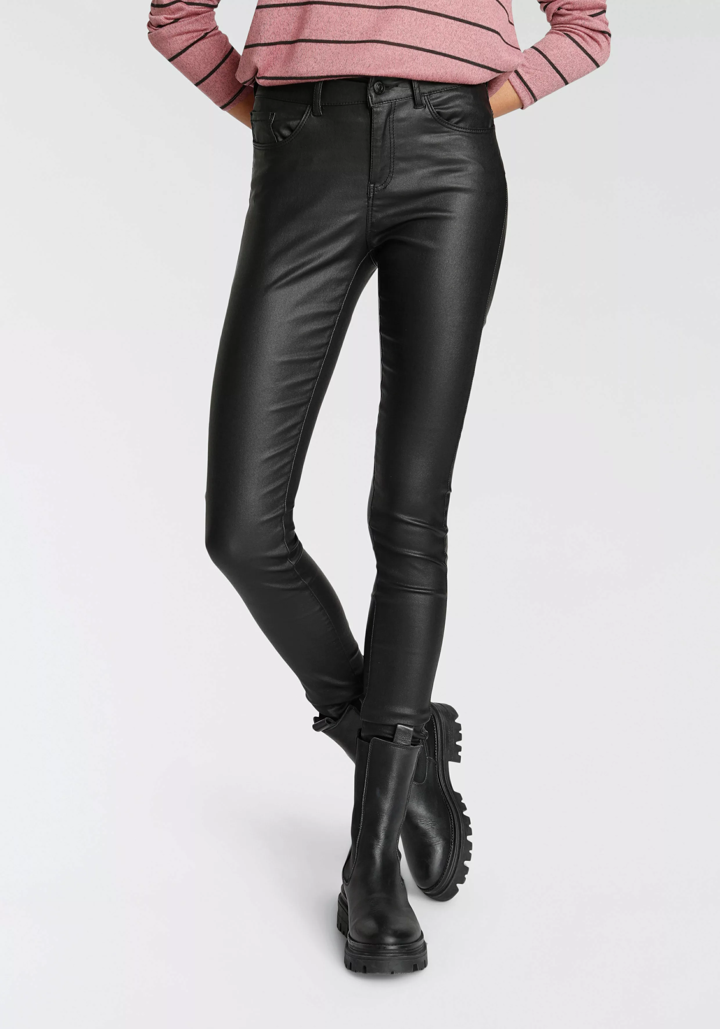 Vero Moda Damen Hose 10138972 VMSEVEN NW S.SLIM SMOOTH COATED PANTS günstig online kaufen