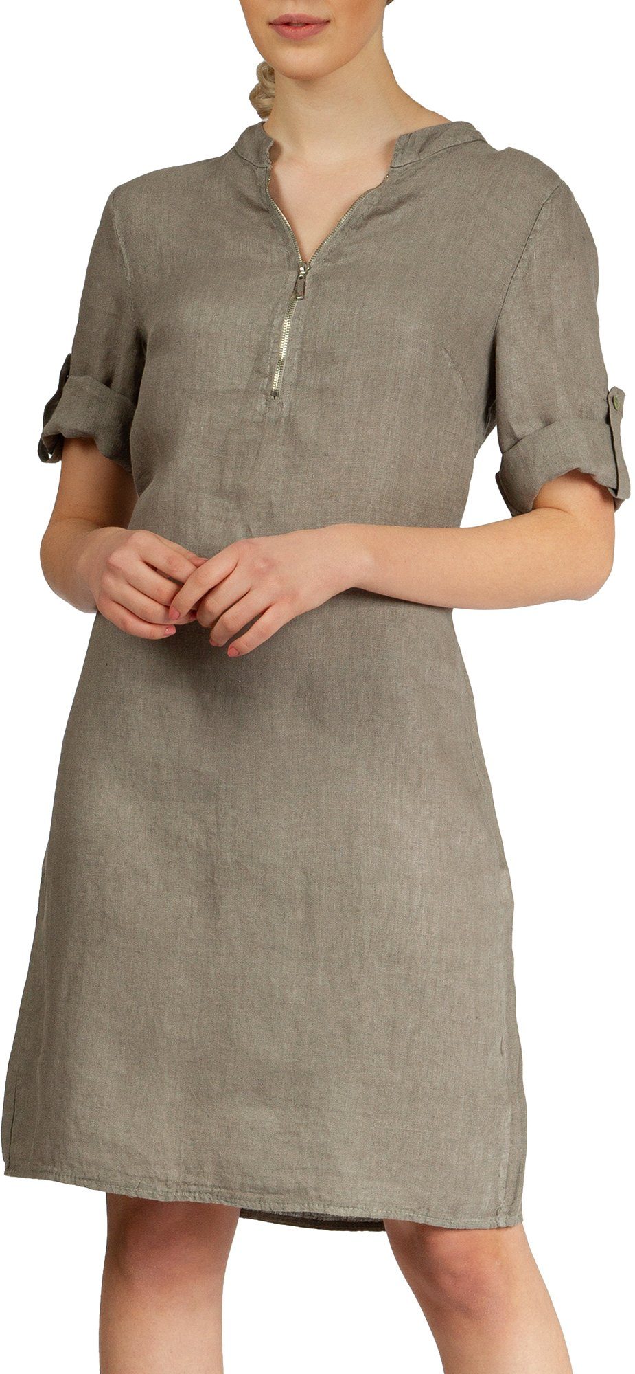 Caspar Sommerkleid SKL037 knielanges Damen Leinenkleid günstig online kaufen
