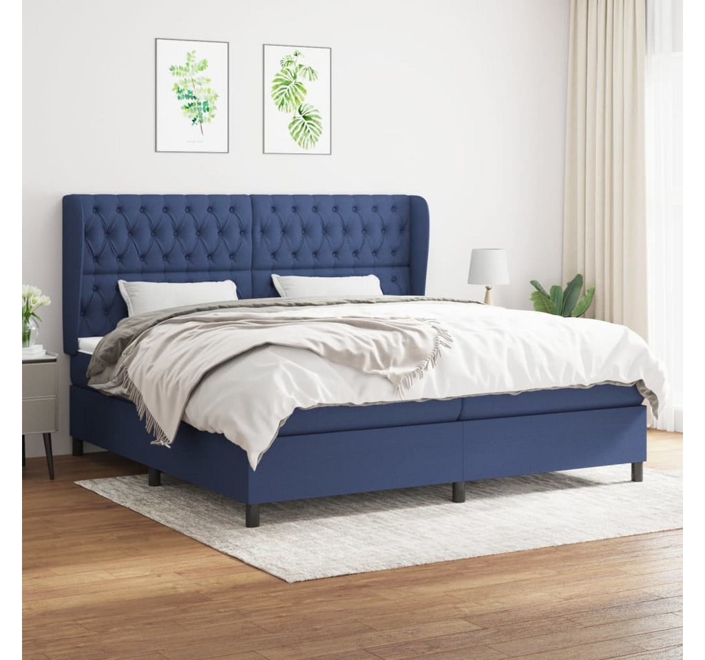 vidaXL Boxspringbett Boxspringbett mit Matratze Blau 200x200 cm Stoff Bett günstig online kaufen