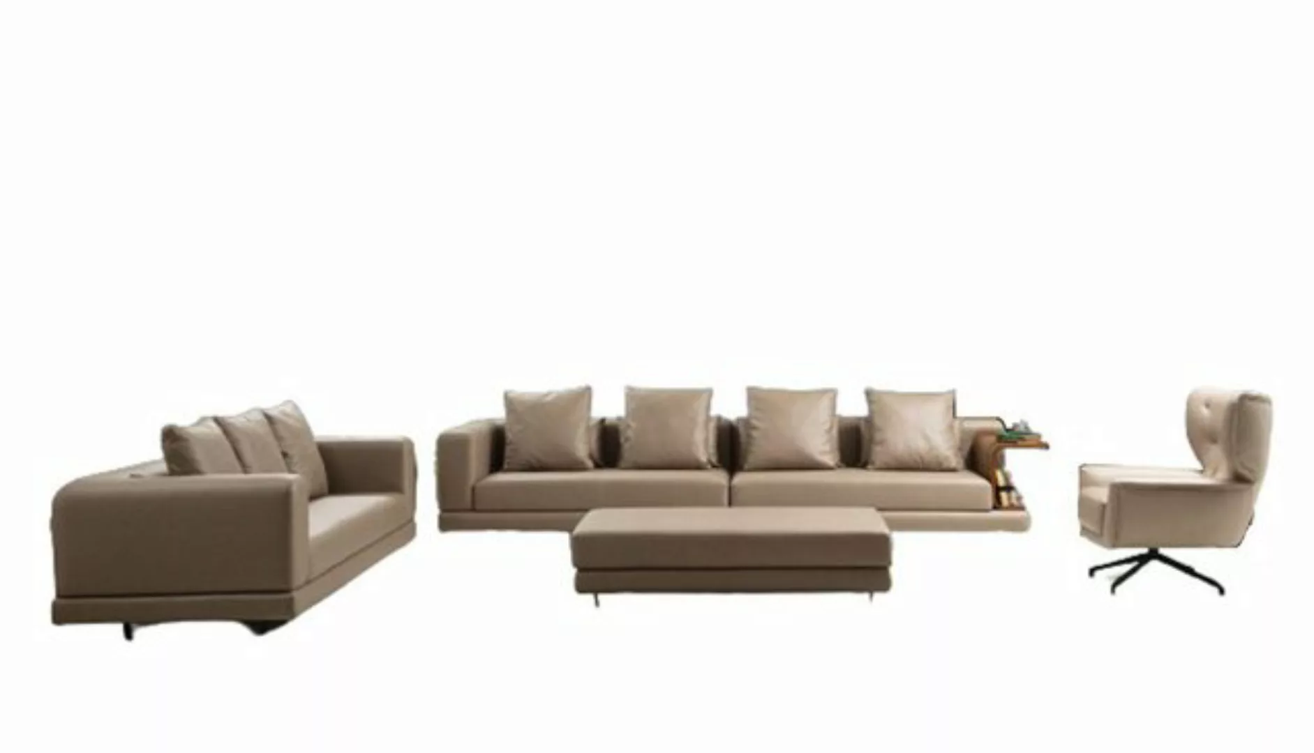 JVmoebel Sofa Couchgarnitur Viersitzer Dreisitzer Sessel Beige Sofa 3tlg Le günstig online kaufen