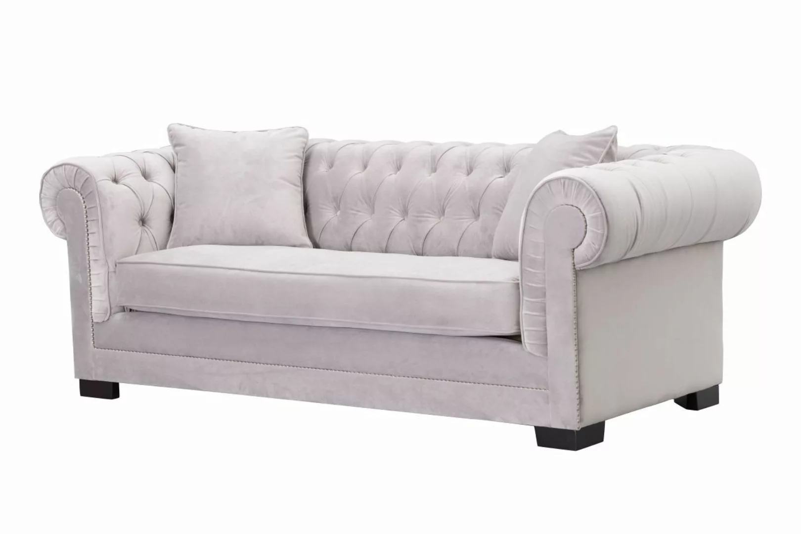 Sofa Chesterfield Classic Velvet Light Grey 3-Sitzer, 218 x 96 x 78 cm günstig online kaufen