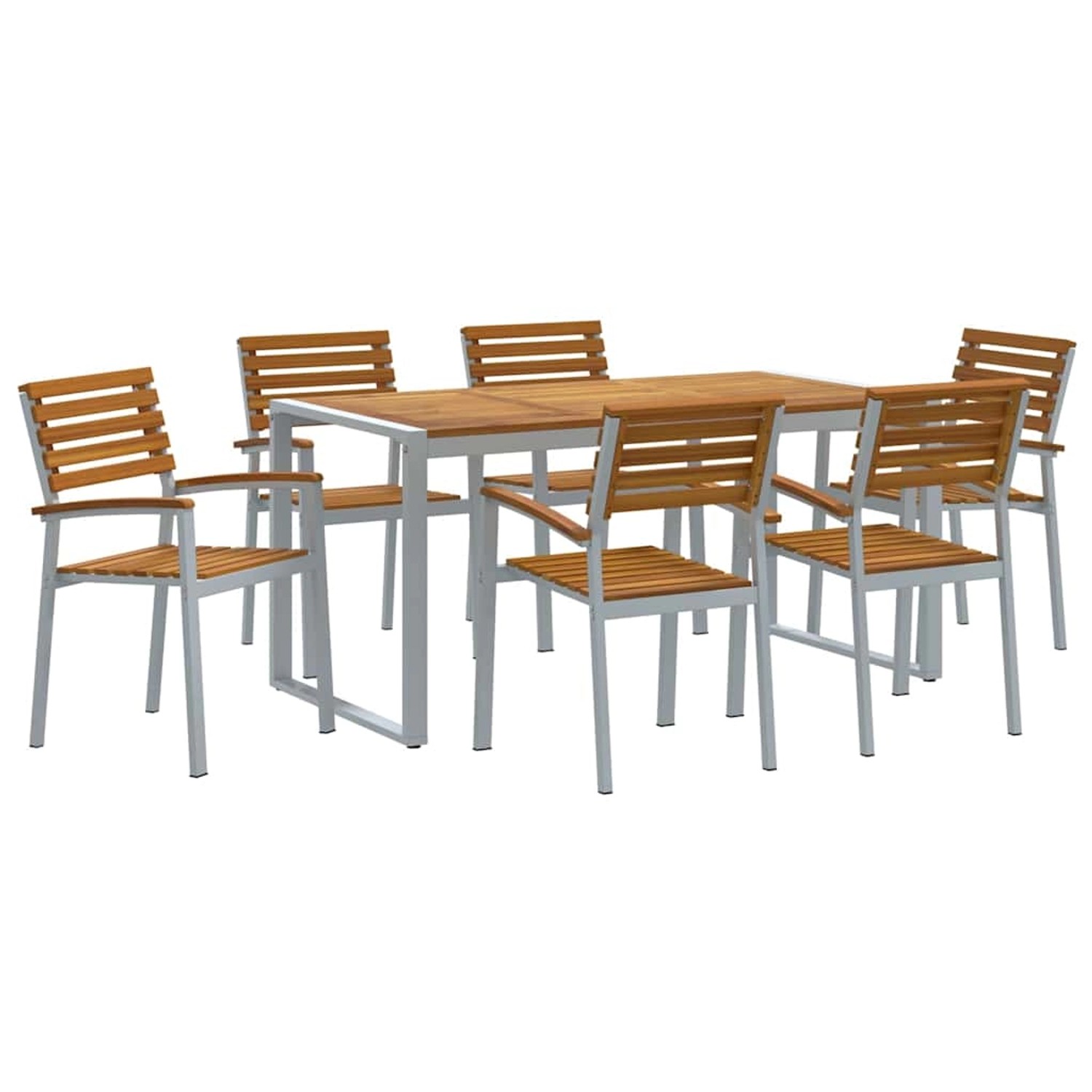 vidaXL Garten Essgruppe 7-Tlg Grau und Braun Akazie Massivholz 3284362 günstig online kaufen