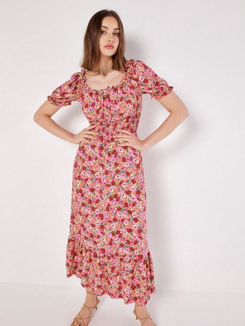 Apricot Druckkleid Floral Short Sleeve Milkmaid Dress, (1-tlg) mit Volants, günstig online kaufen