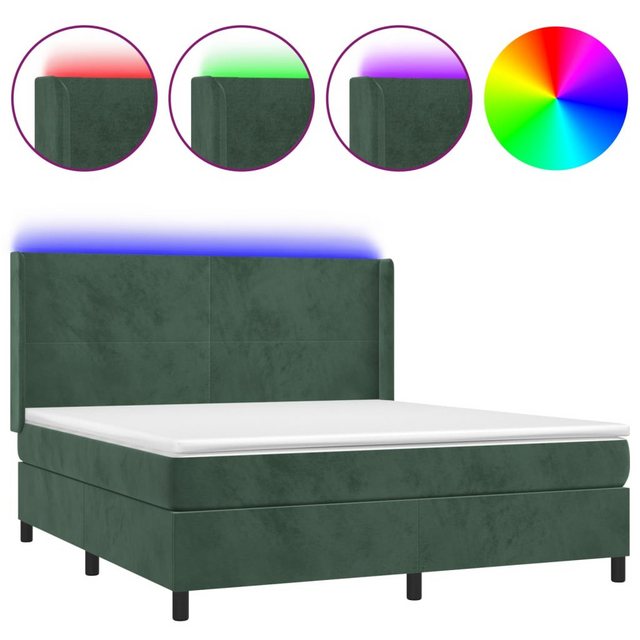 vidaXL Boxspringbett Boxspringbett mit Matratze und LED Samt (160 x 200 cm, günstig online kaufen