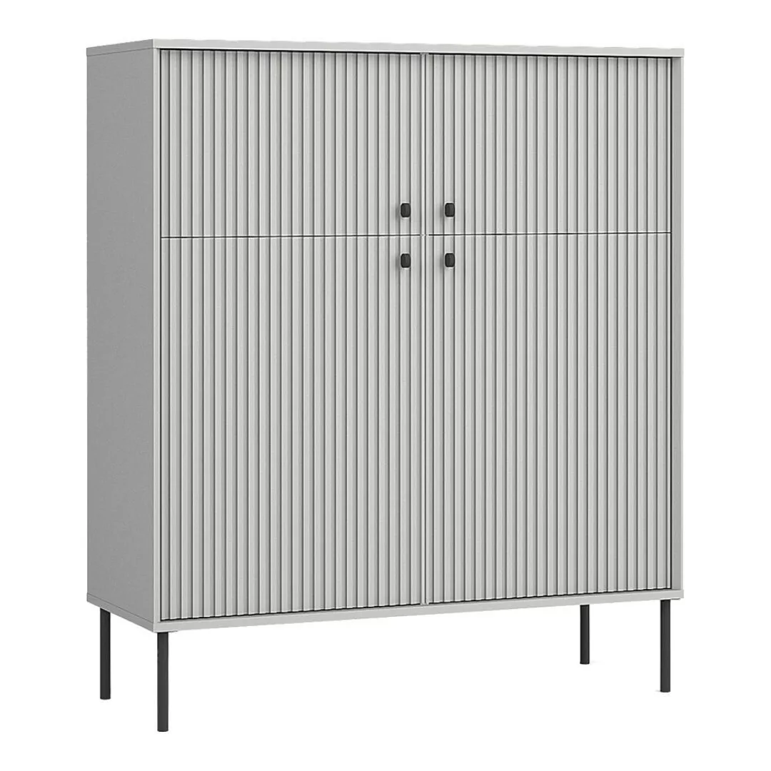 Highboard in grau mit gerillter Front IPSWICH-166 günstig online kaufen