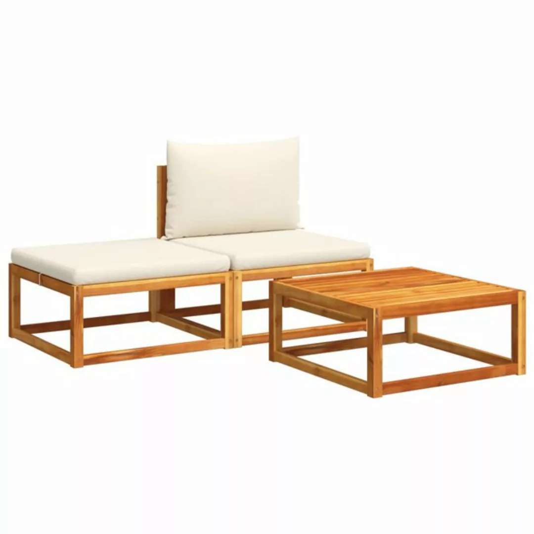 vidaXL Loungesofa 3-tlg. Garten-Sofagarnitur mit Kissen Massivholz, 1 Teile günstig online kaufen