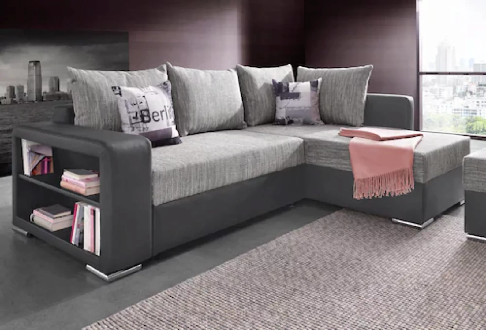 COLLECTION AB Ecksofa »John L-Form«, mit Bettfunktion, Bettkasten und integ günstig online kaufen