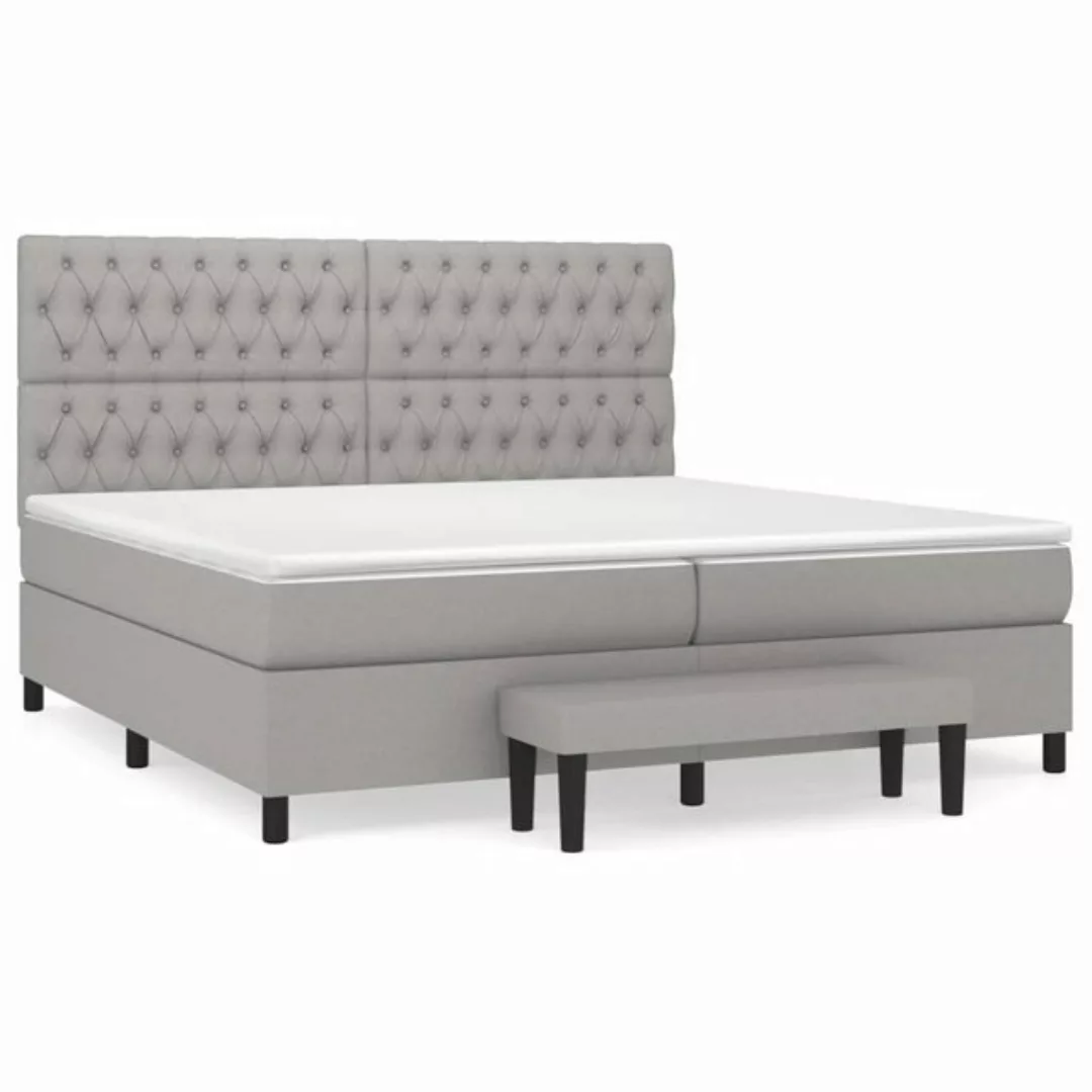 furnicato Bett Boxspringbett mit Matratze Hellgrau 200x200 cm Stoff günstig online kaufen