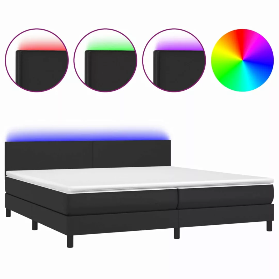 Vidaxl Boxspringbett Mit Matratze & Led Schwarz 200x200 Cm Kunstleder günstig online kaufen