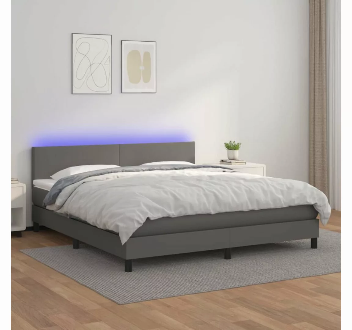 vidaXL Boxspringbett Bett Boxspringbett mit Matratze & LED Kunstleder (160 günstig online kaufen