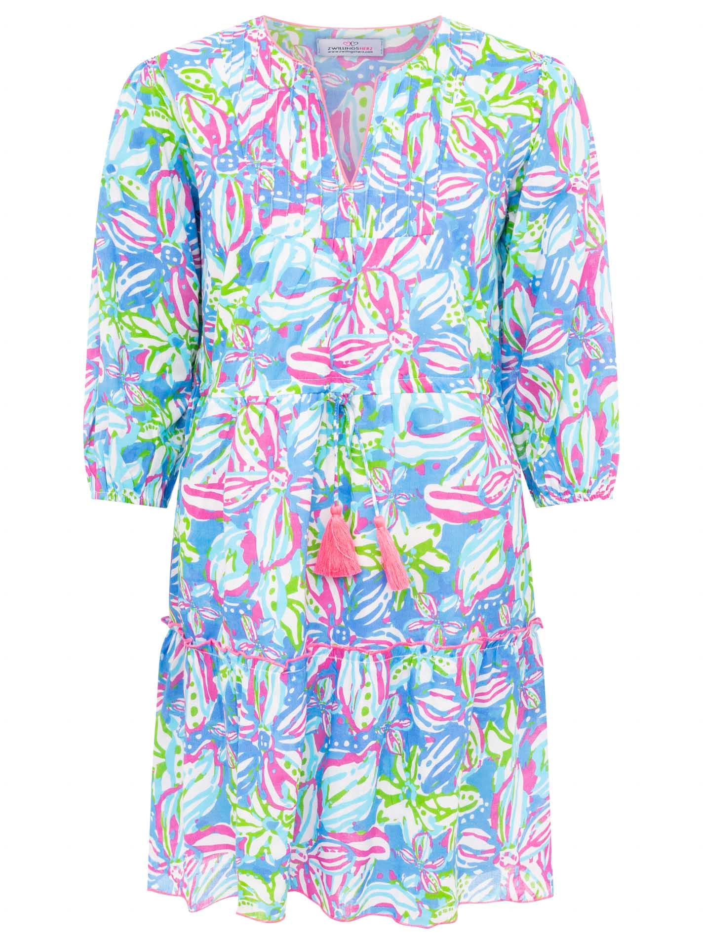 Zwillingsherz Sommerkleid ""Blumentraum"", mit floralem Muster, zum Binden günstig online kaufen