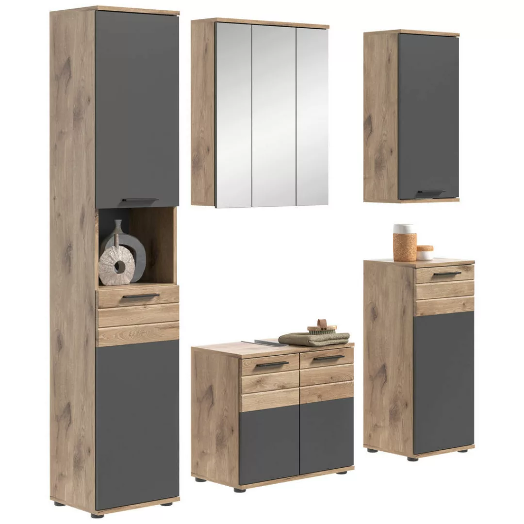 Badezimmer-Set MASON Nox Oak Nachbildung edles Basaltgrau Nachbildung B/H/T günstig online kaufen