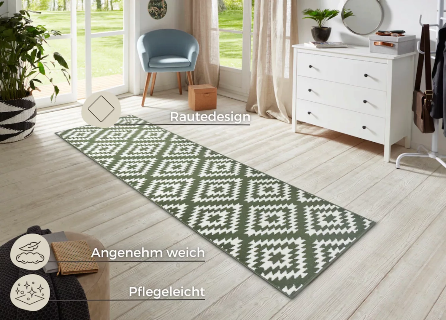 HANSE Home Läufer »Nordic«, rechteckig, Kurzflor, Raute, Teppich, Weich, Es günstig online kaufen