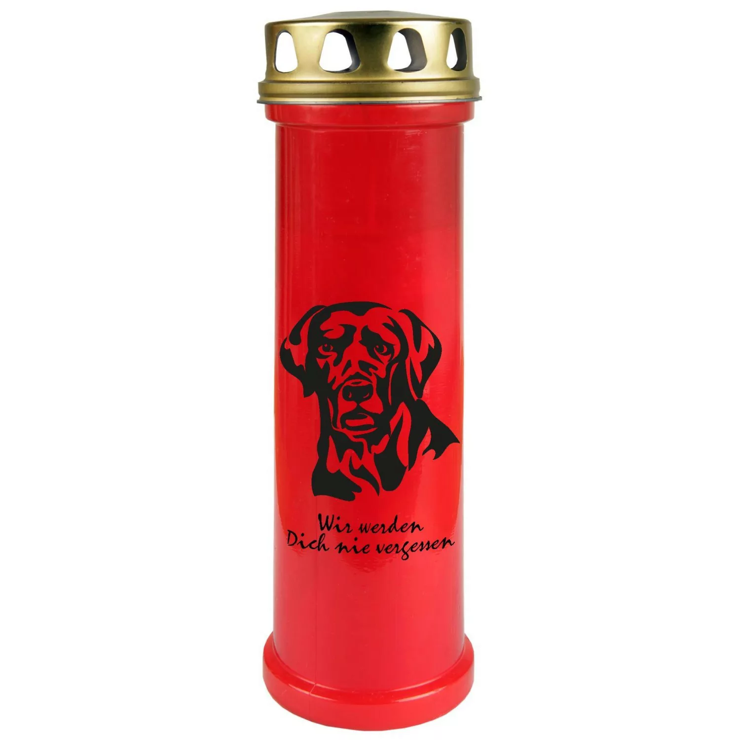 HS Candle Grabkerze Rot 100h Deckel Gold Labrador günstig online kaufen