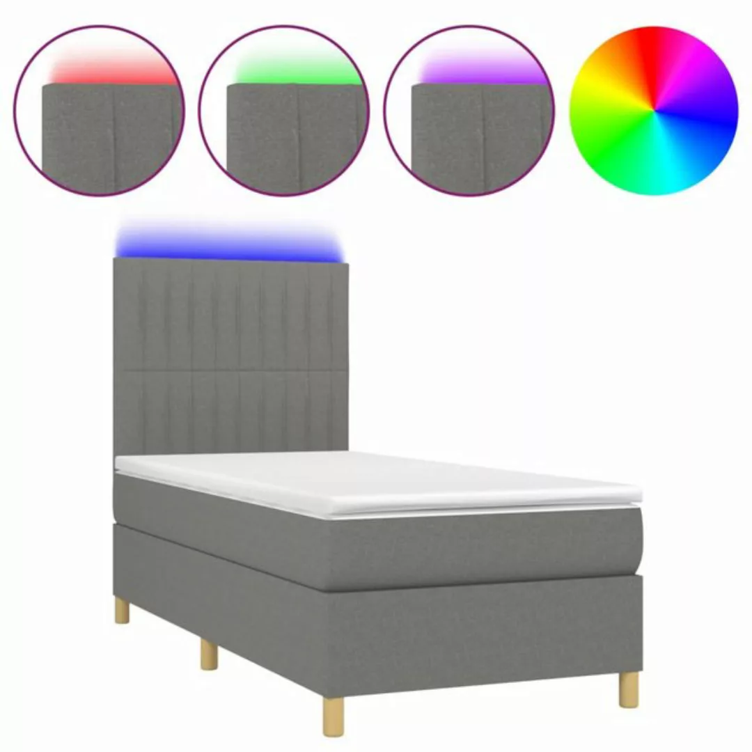 vidaXL Boxspringbett (90 x 200 cm, Streifen Vertikal, Creme), mit LED günstig online kaufen