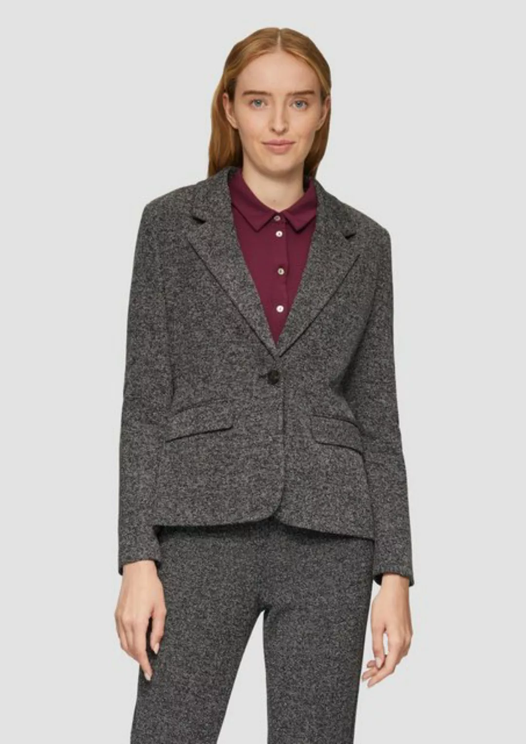 s.Oliver BLACK LABEL Jackenblazer Schmal geschnittener Blazer aus Interlock günstig online kaufen