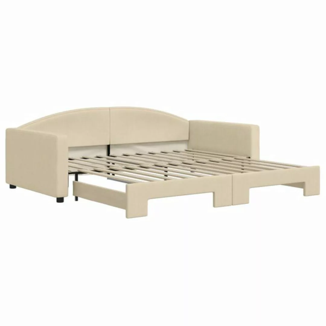 vidaXL Gästebett Gästebett Tagesbett Ausziehbar Creme 100x200 cm Stoff Bett günstig online kaufen