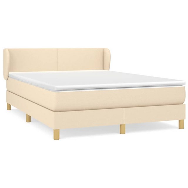 vidaXL Bettgestell Boxspringbett mit Matratze Creme 140x200 cm Stoff Bett B günstig online kaufen