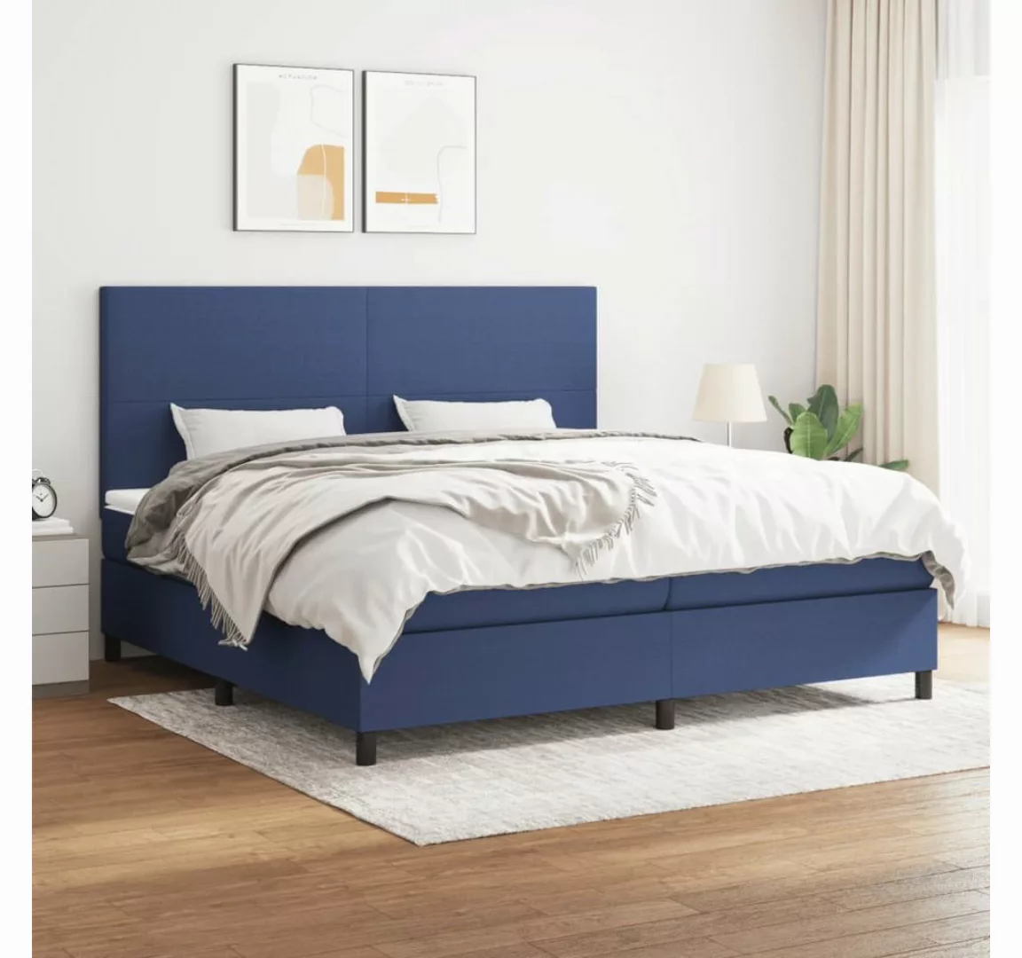 vidaXL Boxspringbett Boxspringbett mit Matratze Blau 200x200 cm Stoff Bett günstig online kaufen