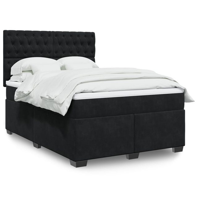 vidaXL Boxspringbett, Boxspringbett mit Matratze Schwarz 140x190 cm Samt günstig online kaufen