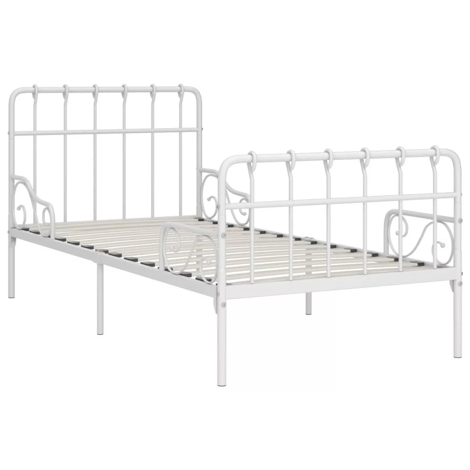 vidaXL Bett Bettgestell mit Lattenrost Weiß Metall 90×200 cm günstig online kaufen