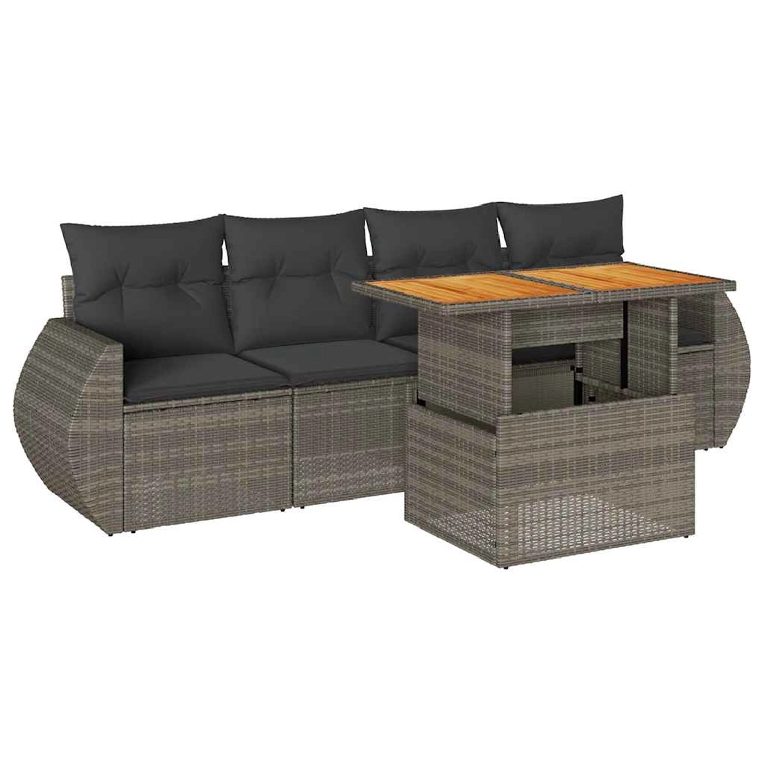 vidaXL 5-Tlg Garten-Sofagarnitur mit Kissen Grau Poly Rattan 3327210 günstig online kaufen