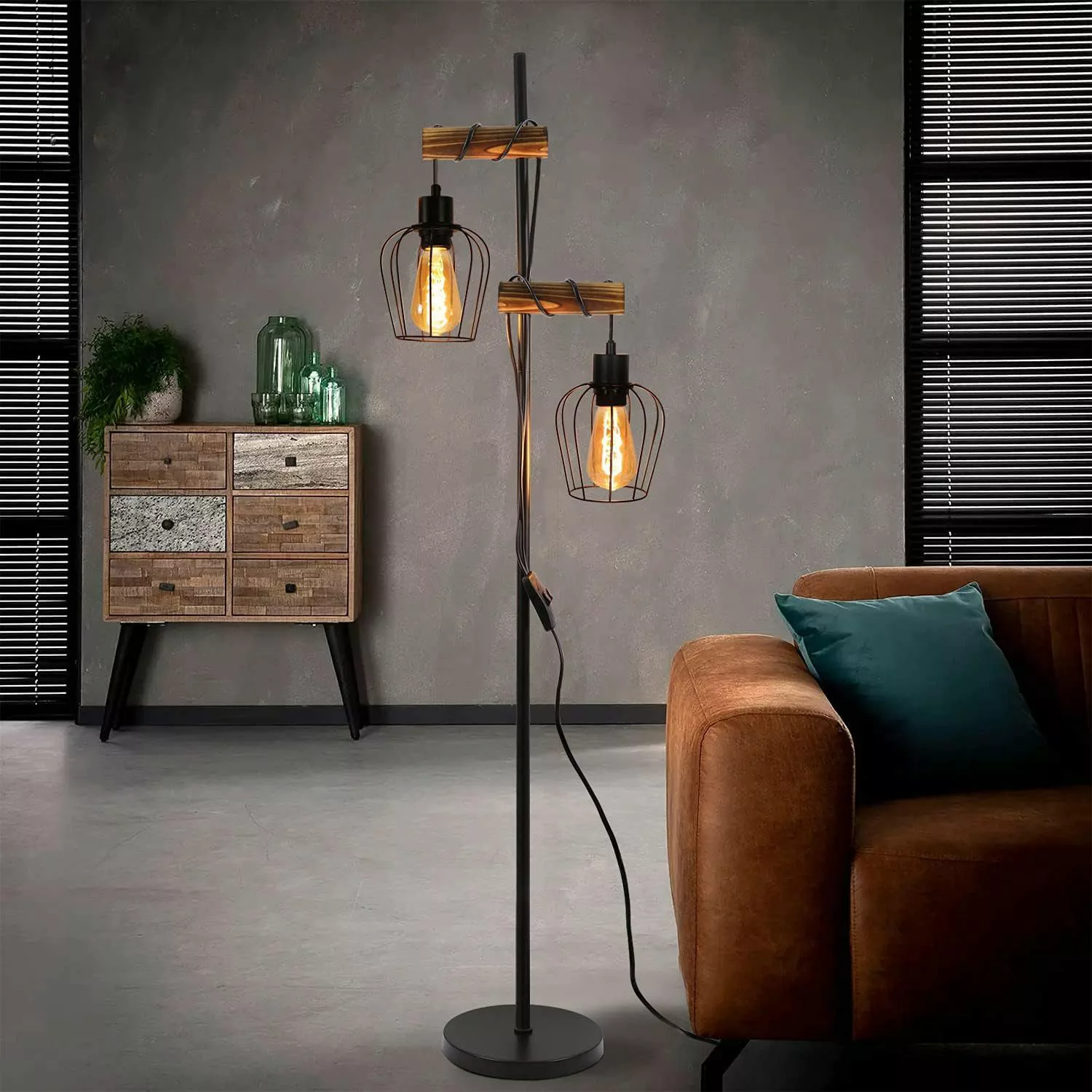 ZMH Stehlampe Wohnzimmer 2 Flammig 151CM günstig online kaufen