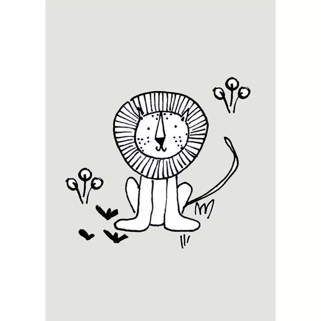 KOMAR Wandbild - Scribble Lion - Größe: 50 x 70 cm mehrfarbig Gr. one size günstig online kaufen