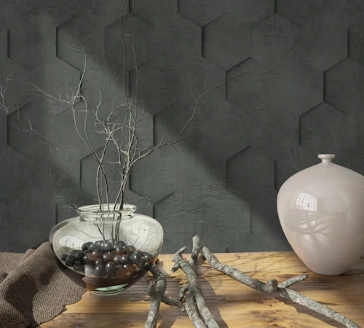 Marburg Vliestapete »Hexagon«, matt, moderne Vliestapete für Wohnzimmer Sch günstig online kaufen