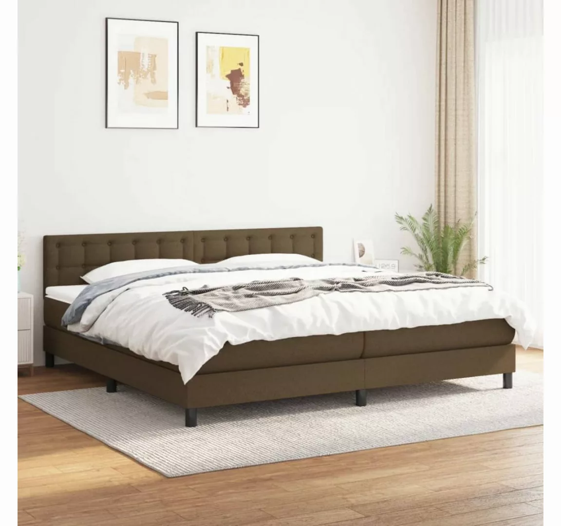 vidaXL Boxspringbett Boxspringbett mit Matratze Dunkelbraun 200x200 cm Stof günstig online kaufen