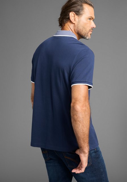 Man's World Poloshirt mit Brustprint, meliertes Material günstig online kaufen