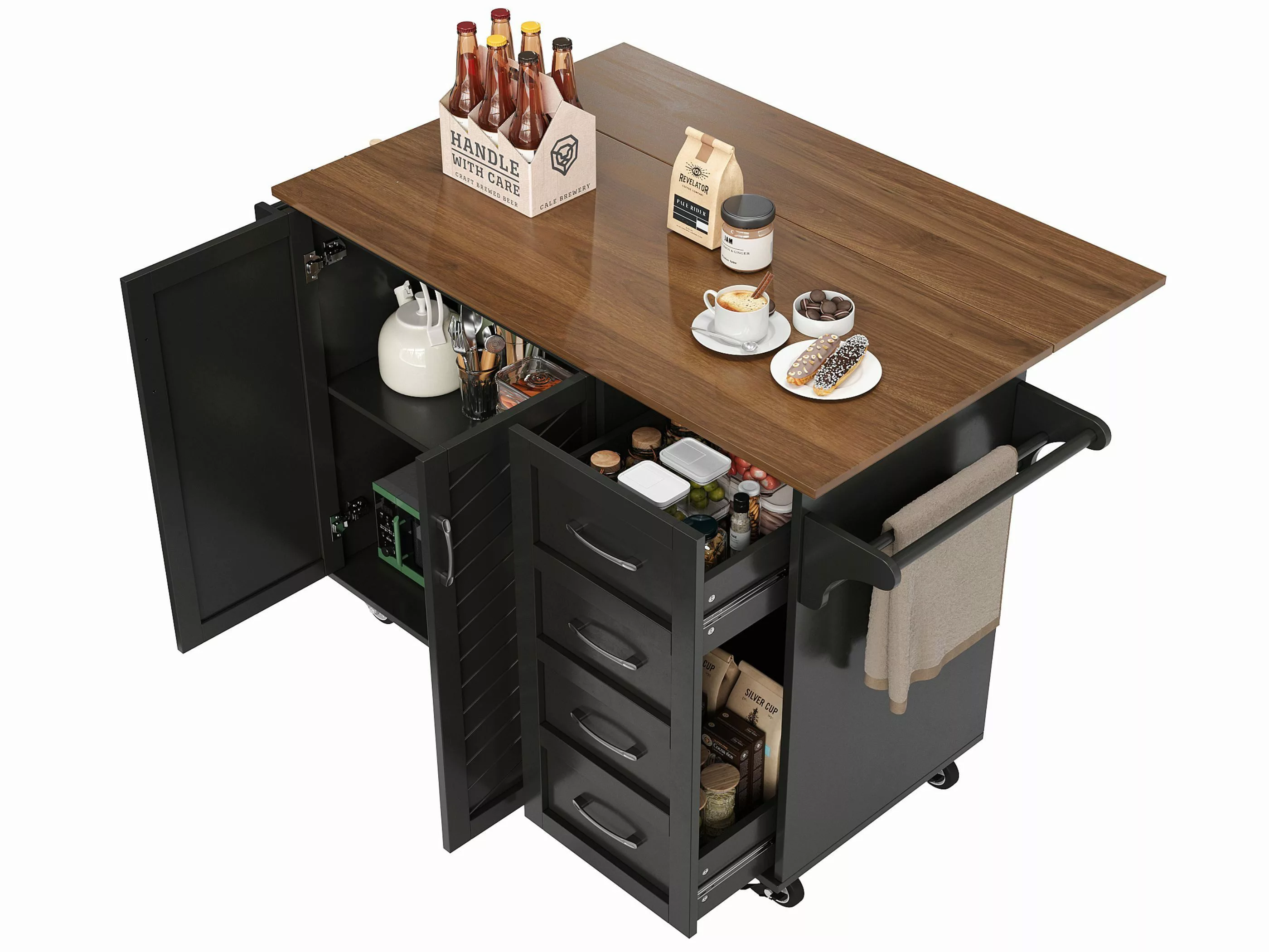 SeedWave Kücheninsel mit klappbarer Arbeitsplatte, Buffet-Schrank günstig online kaufen