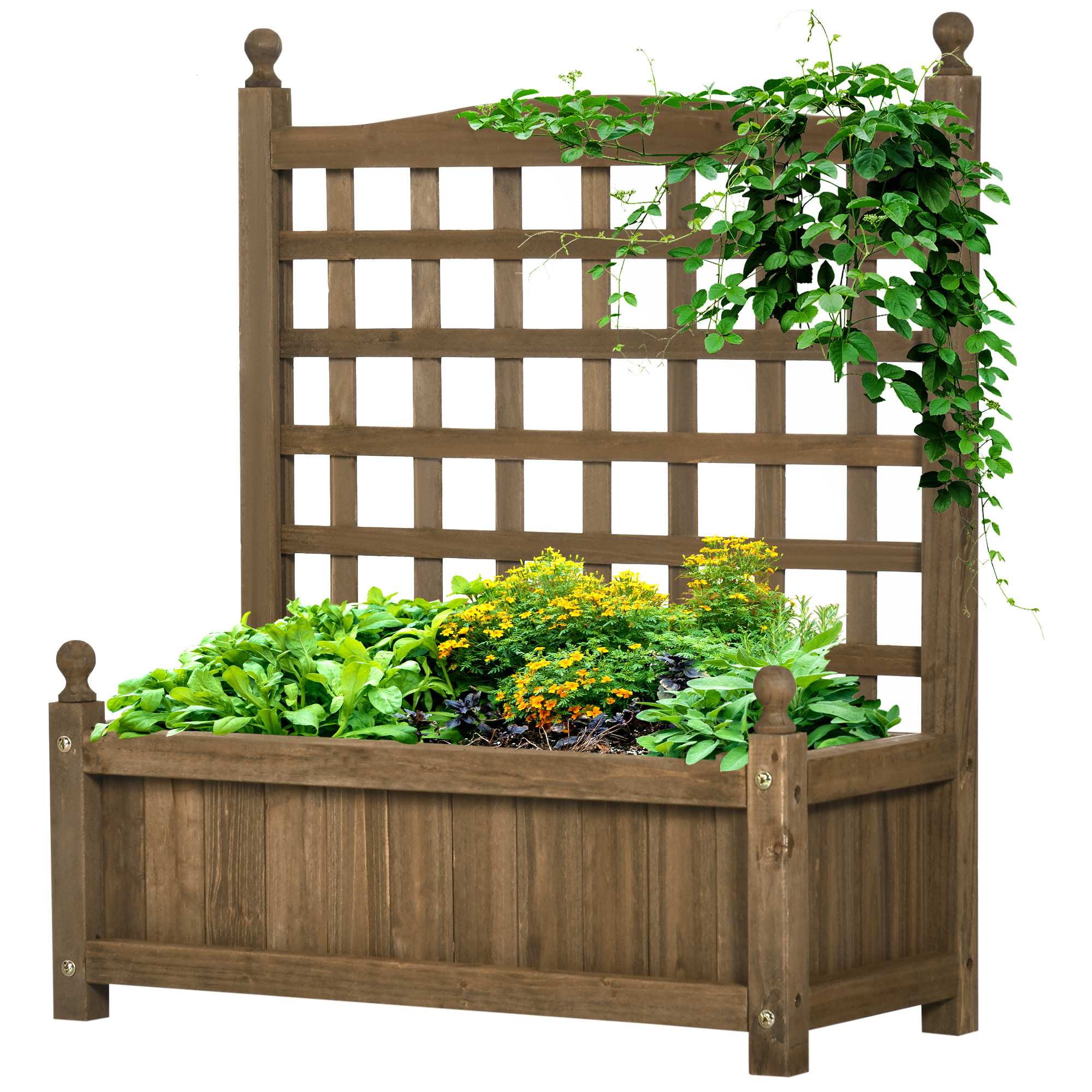 Outsunny Pflanzkübel mit Rankgitter - Blumenkasten - Pflanzkübel auf Beinen günstig online kaufen