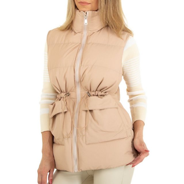 Ital-Design Steppweste Damen Freizeit Gefüttert Winterjacke in Beige günstig online kaufen