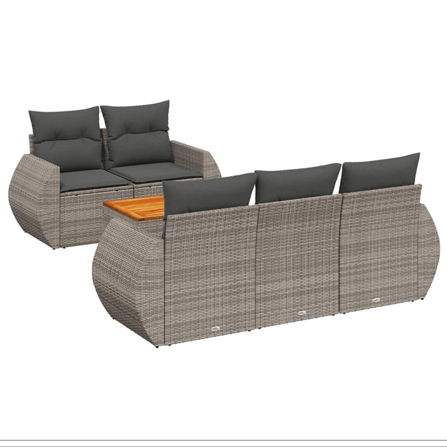 vidaXL 6-Tlg Garten-Sofagarnitur mit Kissen Grau Poly Rattan 3224891 günstig online kaufen