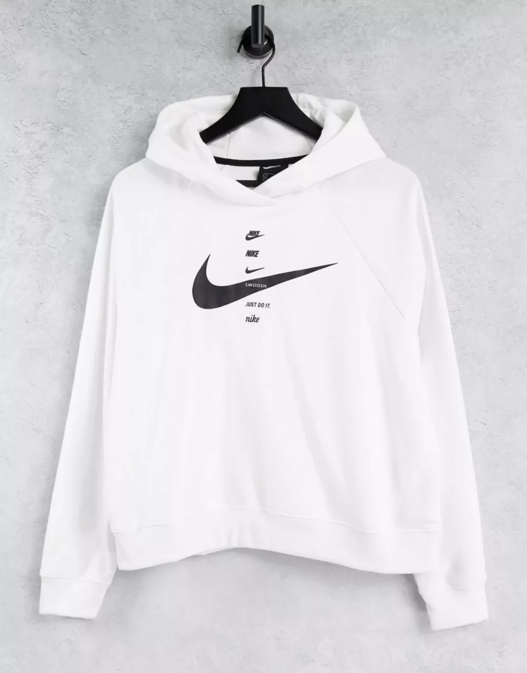 Nike – Kapuzenpullover mit Swoosh-Logo-Weiß günstig online kaufen